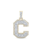10kt Yellow Gold Men's Round Diamond C Initial Letter Charm Pendant - 1 Cttw | Splendid Jewellery - Splendid Jewellery