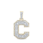 10kt Yellow Gold Men's Round Diamond C Initial Letter Charm Pendant - 1 Cttw | Splendid Jewellery - Splendid Jewellery