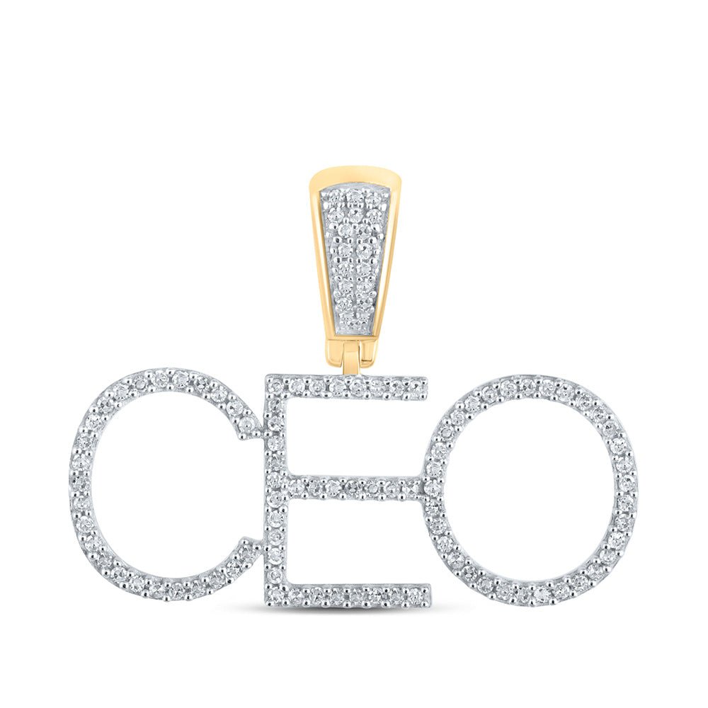 10kt Yellow Gold Men's Round Diamond CEO Charm Pendant 1/3 Cttw - Distinguished Elegance - Splendid Jewellery
