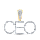 10kt Yellow Gold Men's Round Diamond CEO Charm Pendant 1/3 Cttw - Distinguished Elegance - Splendid Jewellery