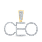 10kt Yellow Gold Men's Round Diamond CEO Charm Pendant 1/3 Cttw - Distinguished Elegance - Splendid Jewellery