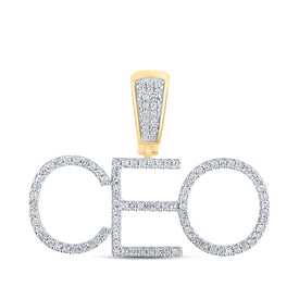 10kt Yellow Gold Men's Round Diamond CEO Charm Pendant 1/3 Cttw - Distinguished Elegance - Splendid Jewellery