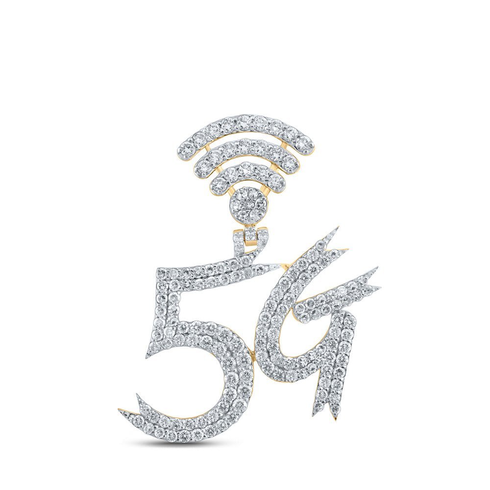 10kt Yellow Gold Men's Round Diamond Charm Pendant - Captivating 1 - 1/2 Cttw Men's Diamond Charm Pendant - Splendid Jewellery