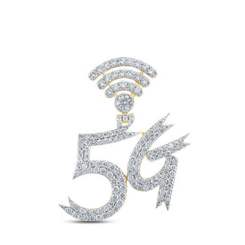 10kt Yellow Gold Men's Round Diamond Charm Pendant - Captivating 1 - 1/2 Cttw Men's Diamond Charm Pendant - Splendid Jewellery
