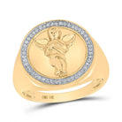 10kt Yellow Gold Men's Round Diamond Circle Angel Ring 1/6 Cttw | Dazzling Heavenly Halo - Splendid Jewellery