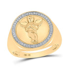 10kt Yellow Gold Men's Round Diamond Circle Angel Ring 1/6 Cttw | Dazzling Heavenly Halo - Splendid Jewellery