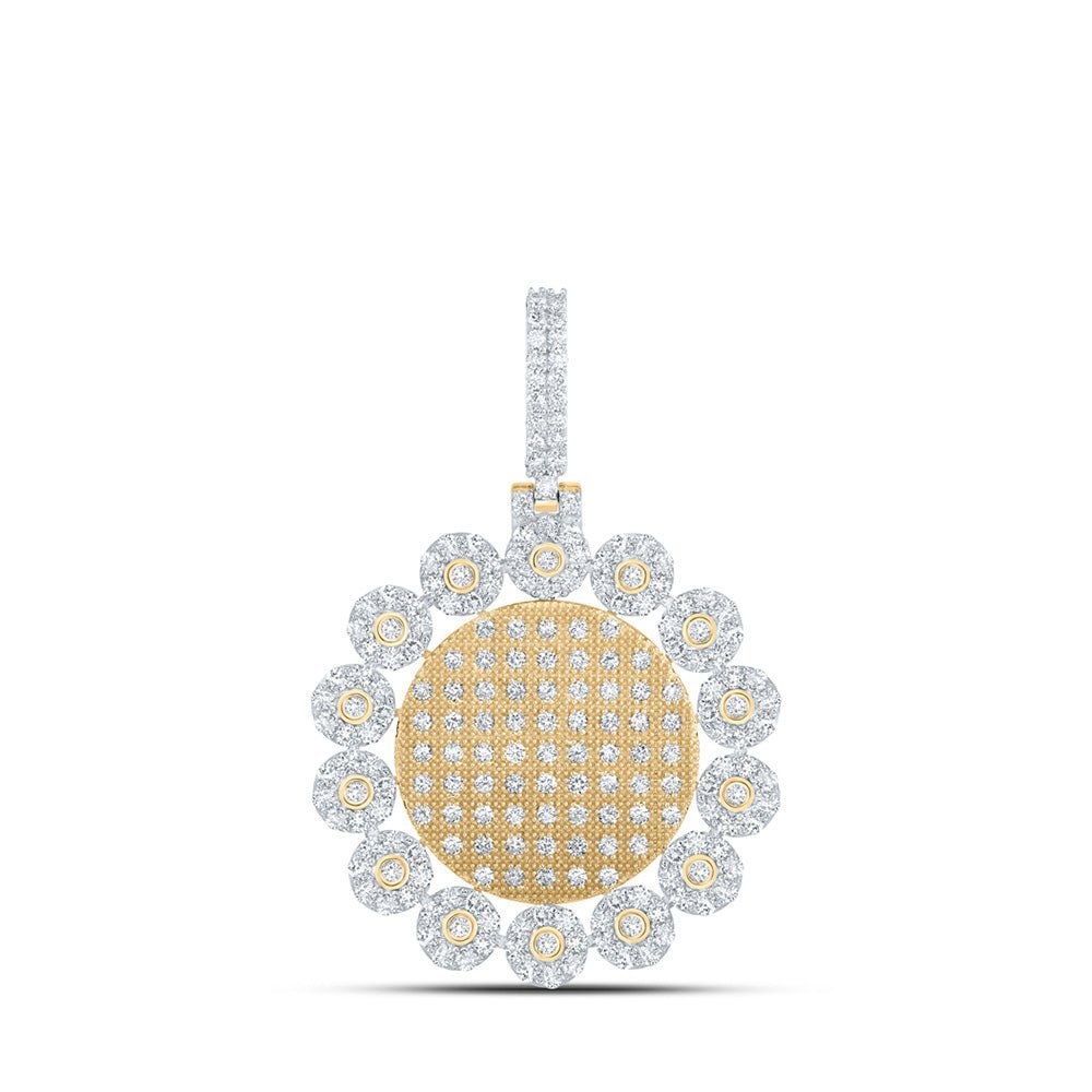 10kt Yellow Gold Men's Round Diamond Circle Charm Pendant - 3 - 1/3 Cttw | Splendid Jewellery - Splendid Jewellery