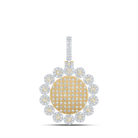 10kt Yellow Gold Men's Round Diamond Circle Charm Pendant - 3 - 1/3 Cttw | Splendid Jewellery - Splendid Jewellery
