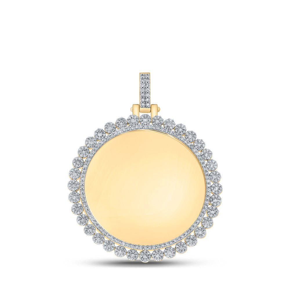 10kt Yellow Gold Men's Round Diamond Circle Charm Pendant - 3 Cttw | Splendid Jewellery - Splendid Jewellery