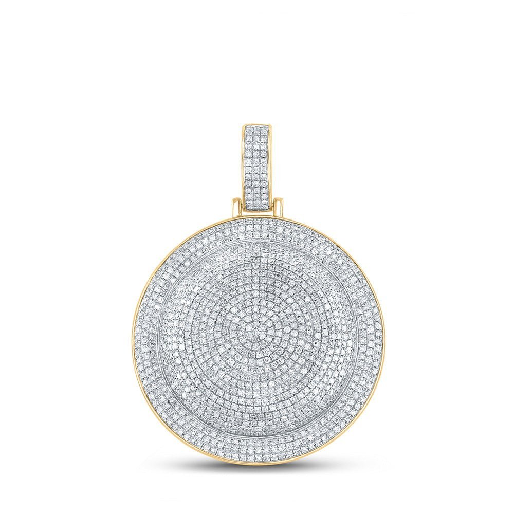 10kt Yellow Gold Men's Round Diamond Circle Charm Pendant - Exquisite Brilliance - Splendid Jewellery