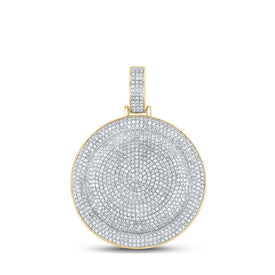 10kt Yellow Gold Men's Round Diamond Circle Charm Pendant - Exquisite Brilliance - Splendid Jewellery