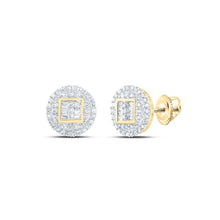Load image into Gallery viewer, 10kt Yellow Gold Men's Round Diamond Circle Cluster Earrings 1/2 Cttw | Dazzling Brilliance - Splendid Jewellery