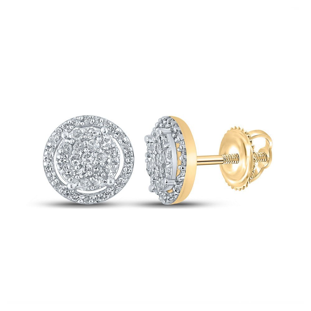 10kt Yellow Gold Men's Round Diamond Circle Cluster Earrings 1/3 Cttw | Dazzling Brilliance - Splendid Jewellery