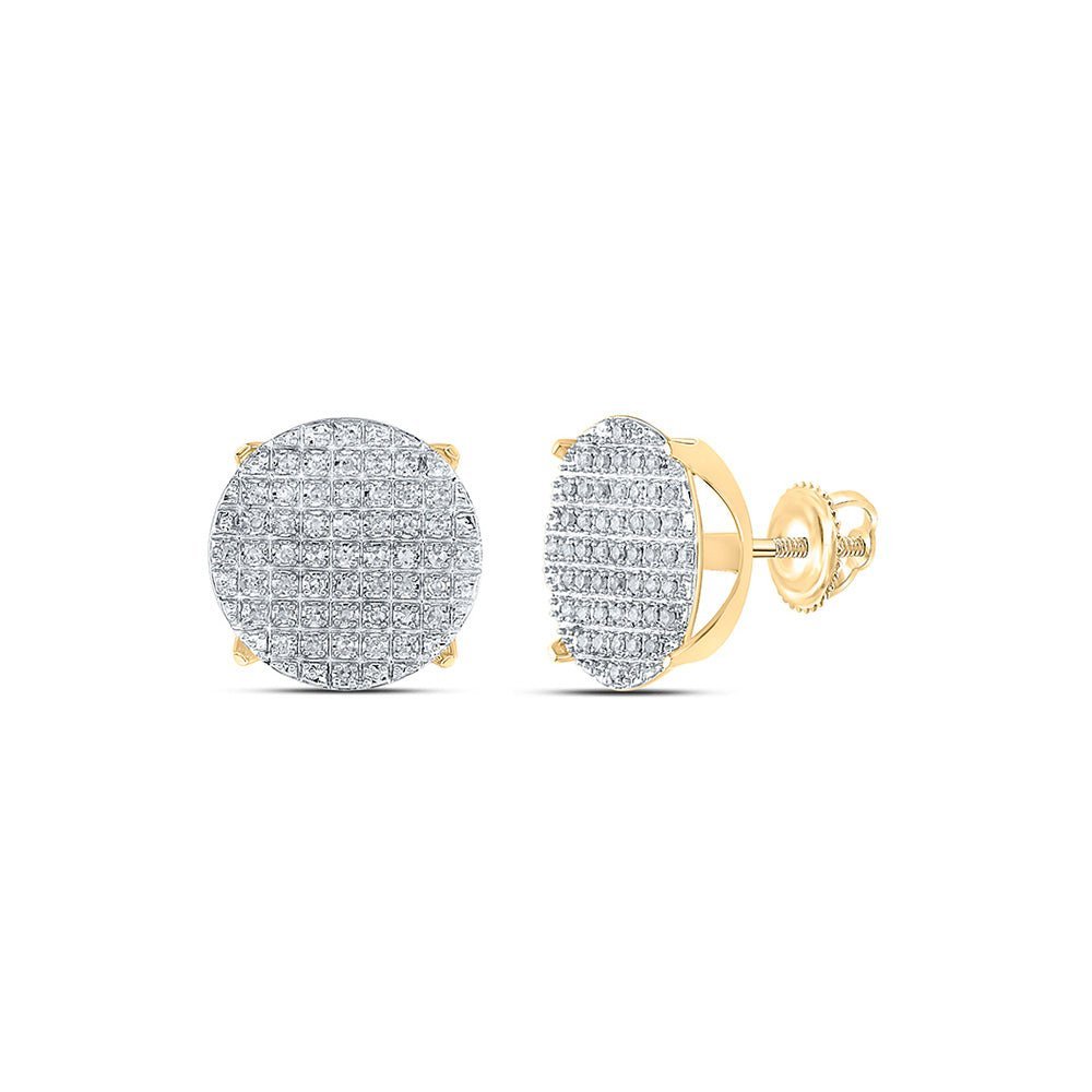 10kt Yellow Gold Men's Round Diamond Circle Cluster Earrings 1/3 Cttw | Dazzling Brilliance - Splendid Jewellery