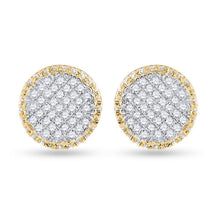 Load image into Gallery viewer, 10kt Yellow Gold Men's Round Diamond Circle Cluster Earrings 1/3 Cttw | Exquisite Diamond Delight - Splendid Jewellery