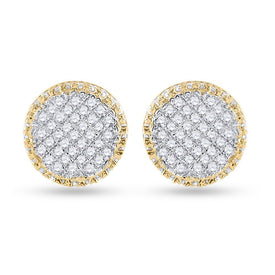 10kt Yellow Gold Men's Round Diamond Circle Cluster Earrings 1/3 Cttw | Exquisite Diamond Delight - Splendid Jewellery