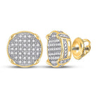 10kt Yellow Gold Men's Round Diamond Circle Cluster Earrings 1/4 Cttw - Luxurious Brilliance - Splendid Jewellery