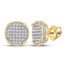 Load image into Gallery viewer, 10kt Yellow Gold Men's Round Diamond Circle Cluster Earrings 1/4 Cttw - Luxurious Brilliance - Splendid Jewellery