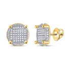 10kt Yellow Gold Men's Round Diamond Circle Cluster Earrings 1/4 Cttw - Sparkling Brilliance - Splendid Jewellery