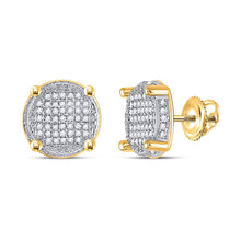 Load image into Gallery viewer, 10kt Yellow Gold Men's Round Diamond Circle Cluster Earrings 1/4 Cttw - Sparkling Brilliance - Splendid Jewellery