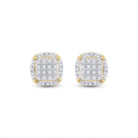 10kt Yellow Gold Men's Round Diamond Circle Cluster Earrings 1/5 Cttw | Dazzling Diamond Delight - Splendid Jewellery