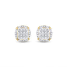 Load image into Gallery viewer, 10kt Yellow Gold Men's Round Diamond Circle Cluster Earrings 1/5 Cttw | Dazzling Diamond Delight - Splendid Jewellery