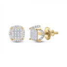 10kt Yellow Gold Men's Round Diamond Circle Cluster Earrings 1/5 Cttw | Dazzling Diamond Delight - Splendid Jewellery