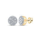 10kt Yellow Gold Men's Round Diamond Circle Cluster Earrings - Dazzling Brilliance - Splendid Jewellery