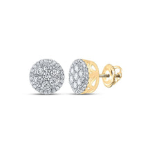 Load image into Gallery viewer, 10kt Yellow Gold Men's Round Diamond Circle Cluster Earrings - Dazzling Brilliance - Splendid Jewellery