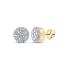 10kt Yellow Gold Men's Round Diamond Circle Cluster Earrings - Dazzling Brilliance - Splendid Jewellery