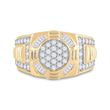 Load image into Gallery viewer, 10kt Yellow Gold Mens Round Diamond Circle Cluster Ring 1 Cttw | Dazzling Brilliance Front view from the 10Kt Yellow Gold Mens Round Diamond Circle Cluster Ring 1 Cttwpin249337 collection by Splendid Jewellery