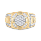 10kt Yellow Gold Mens Round Diamond Circle Cluster Ring 1 Cttw | Dazzling Brilliance Front view from the 10Kt Yellow Gold Mens Round Diamond Circle Cluster Ring 1 Cttwpin249337 collection by Splendid Jewellery