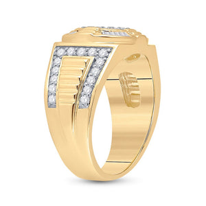 10kt Yellow Gold Mens Round Diamond Circle Cluster Ring 1 Cttw | Dazzling Brilliance - Splendid Jewellery