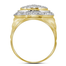Load image into Gallery viewer, 10kt Yellow Gold Men&#39;s Round Diamond Circle Cluster Ring 1/4 Cttw | Sparkling Circle of Diamonds Gold Ring  Side View 2 from Splendid Jewellery