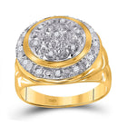 10kt Yellow Gold Men's Round Diamond Circle Cluster Ring 1/4 Cttw | Sparkling Circle of Diamonds Gold Ring - Splendid Jewellery