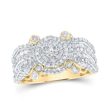 Load image into Gallery viewer, 10kt Yellow Gold Men's Round Diamond Circle Cluster Ring - 2 - 7/8 Cttw: A Dazzling Statement of Masculine Elegance - Splendid Jewellery
