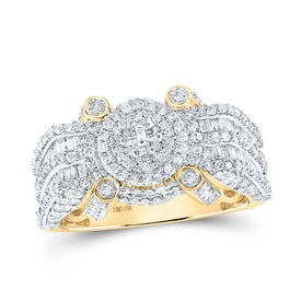 10kt Yellow Gold Men's Round Diamond Circle Cluster Ring - 2 - 7/8 Cttw: A Dazzling Statement of Masculine Elegance - Splendid Jewellery
