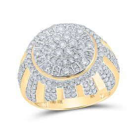 10kt Yellow Gold Men's Round Diamond Circle Cluster Ring - 3 Cttw | Splendid Jewellery - Splendid Jewellery