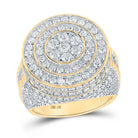 10kt Yellow Gold Men's Round Diamond Circle Cluster Ring 5 Cttw - A Dazzling Statement of Masculine Elegance - Splendid Jewellery