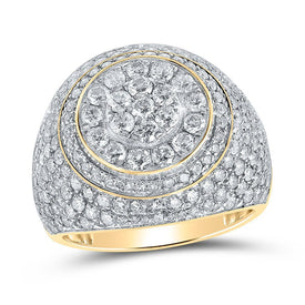 10kt Yellow Gold Men's Round Diamond Circle Cluster Ring - Captivating Brilliance - Splendid Jewellery