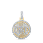 10kt Yellow Gold Men's Round Diamond Circle Dad Charm Pendant - 1/2 Cttw | Splendid Jewellery - Splendid Jewellery
