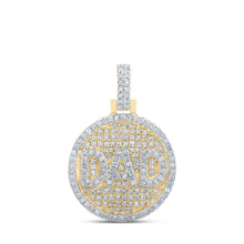 Load image into Gallery viewer, 10kt Yellow Gold Men's Round Diamond Circle Dad Charm Pendant - 1/2 Cttw | Splendid Jewellery - Splendid Jewellery