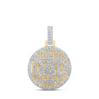 10kt Yellow Gold Men's Round Diamond Circle Dad Charm Pendant - 1/2 Cttw | Splendid Jewellery - Splendid Jewellery