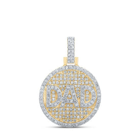 10kt Yellow Gold Men's Round Diamond Circle Dad Charm Pendant - 1/2 Cttw | Splendid Jewellery - Splendid Jewellery