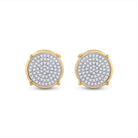 10kt Yellow Gold Men's Round Diamond Circle Disk Cluster Earrings 1/4 Cttw | Splendid Jewellery - Radiant Brilliance Men's Diamond Cluster Earrings - Splendid Jewellery