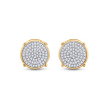 Load image into Gallery viewer, 10kt Yellow Gold Men's Round Diamond Circle Disk Cluster Earrings 1/4 Cttw | Splendid Jewellery - Radiant Brilliance Men's Diamond Cluster Earrings - Splendid Jewellery