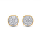 10kt Yellow Gold Men's Round Diamond Circle Disk Cluster Earrings 1/4 Cttw | Splendid Jewellery - Radiant Brilliance Men's Diamond Cluster Earrings - Splendid Jewellery