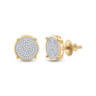 10kt Yellow Gold Men's Round Diamond Circle Disk Cluster Earrings 1/4 Cttw | Splendid Jewellery - Radiant Brilliance Men's Diamond Cluster Earrings - Splendid Jewellery