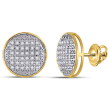 Load image into Gallery viewer, 10kt Yellow Gold Men&#39;s Round Diamond Circle Earrings 1/5 Cttw | Elegant Brilliance Side view from the 10Kt Yellow Gold Mens Round Diamond Circle Earrings 1 5 Cttwpin223680 collection by Splendid Jewellery