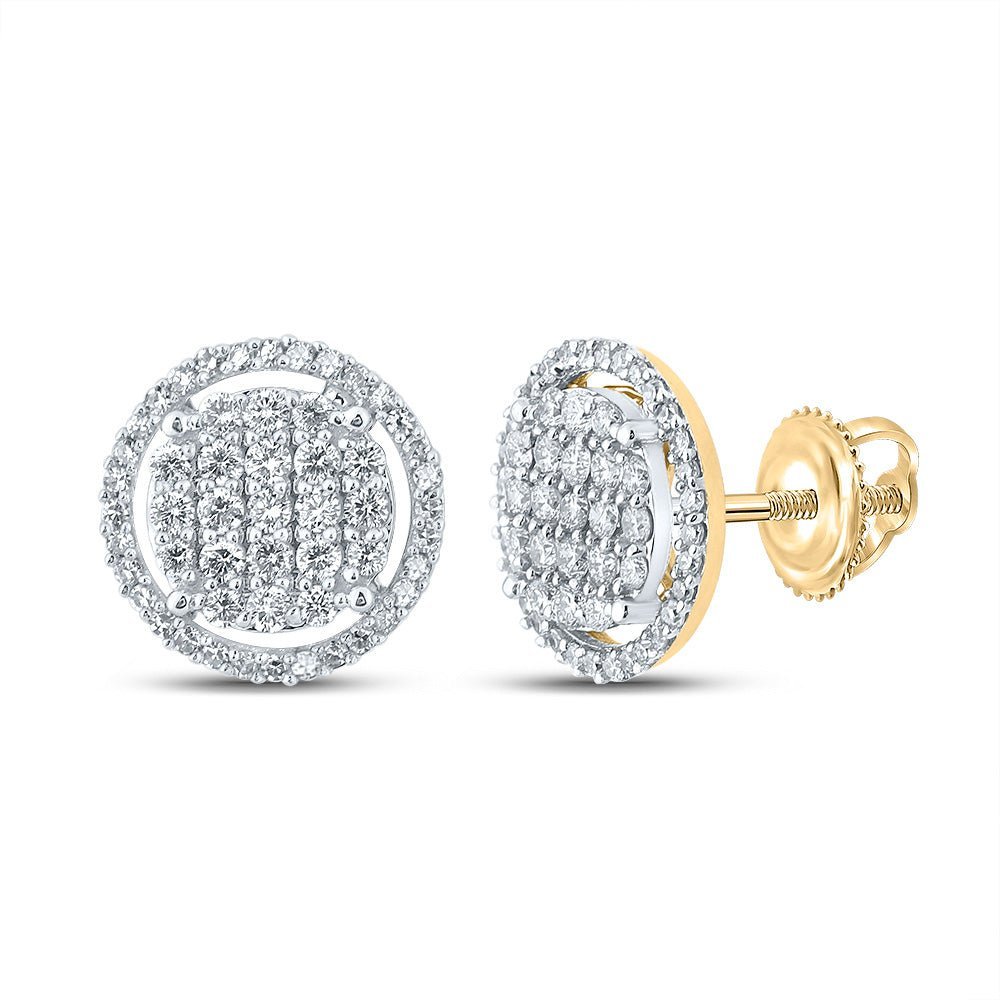 10kt Yellow Gold Men's Round Diamond Circle Earrings - 3/4 Cttw | Sparkling Brilliance - Splendid Jewellery